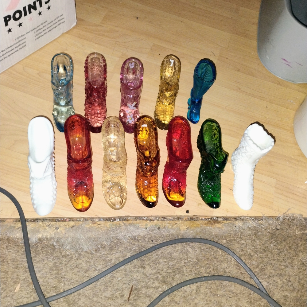 12 Fenton Colorful Glass Slipper Figurines